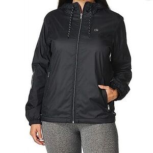 Calvin Klein Women's Black Hooded Windbreaker Jacket Size M Spring